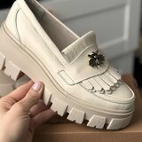 Mocasini dama culoare bej din piele naturala